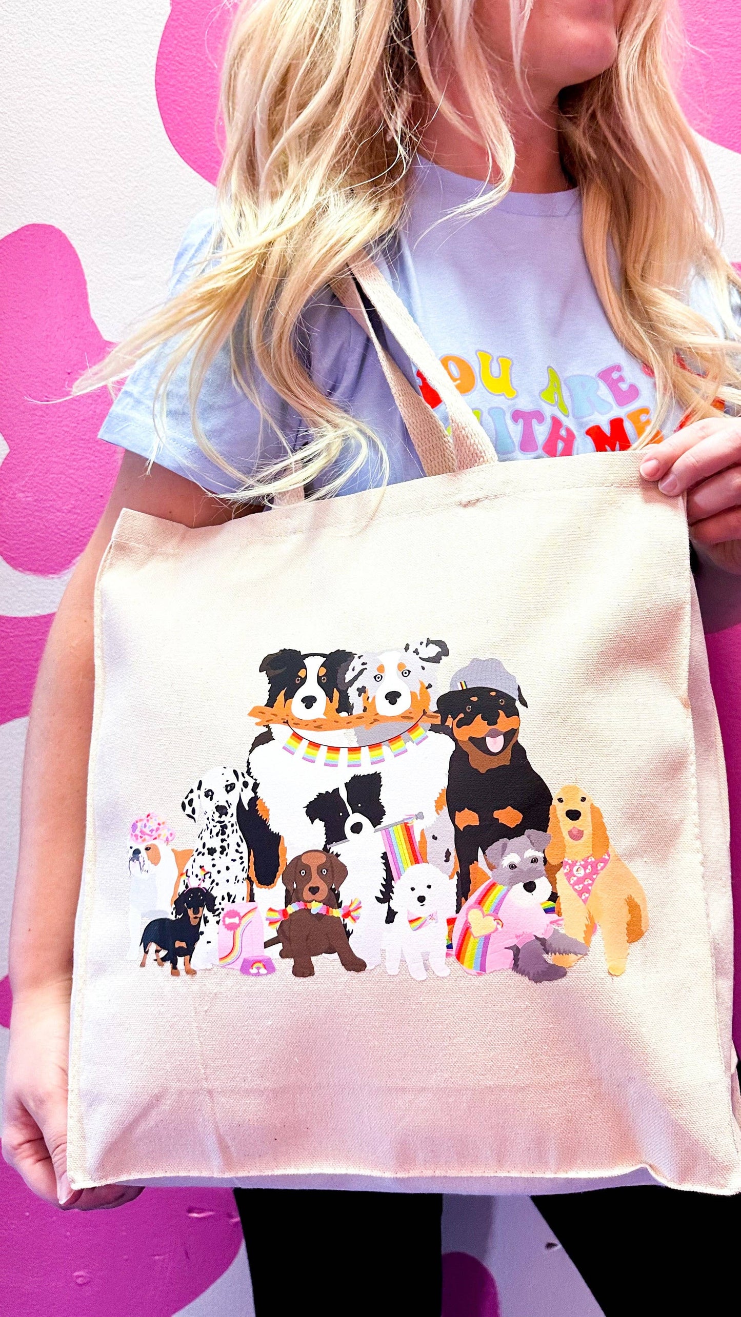 Pride Pawtrol Dog Canvas Tote Bag: Natural