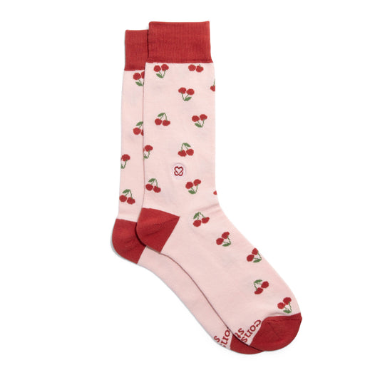 Socks that Support Self-Checks (Pink Cherries): Small