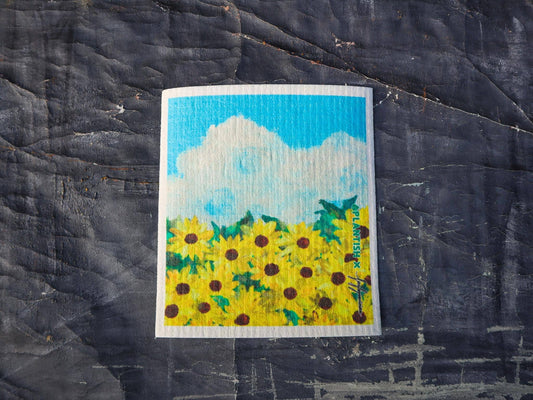 Sunflower Field Swedish Dishcloth