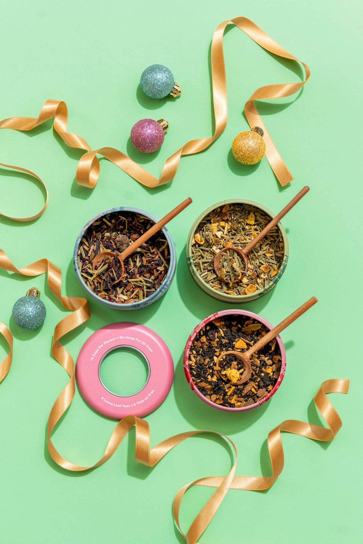 Holiday Trio Tin & Spoon - Organic Black, Purple, Herbal Tea