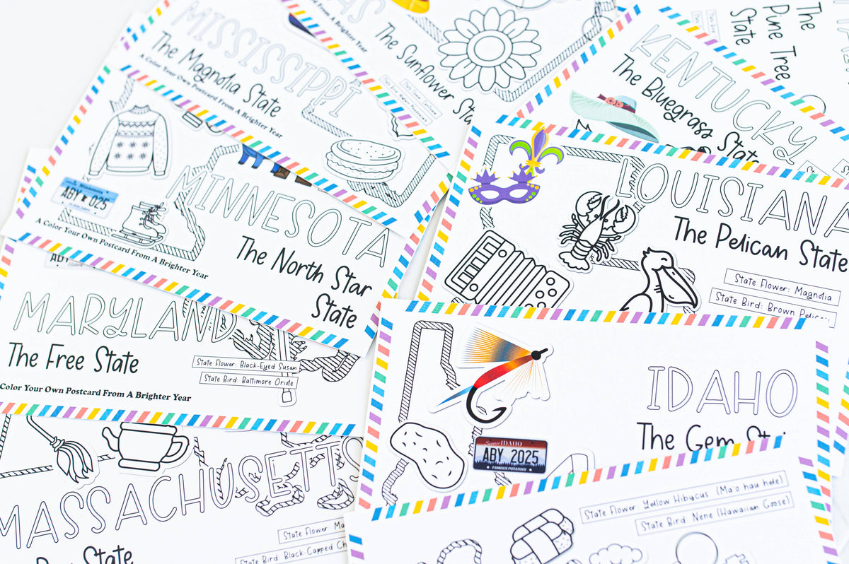Color Your Own Michigan State Postcard