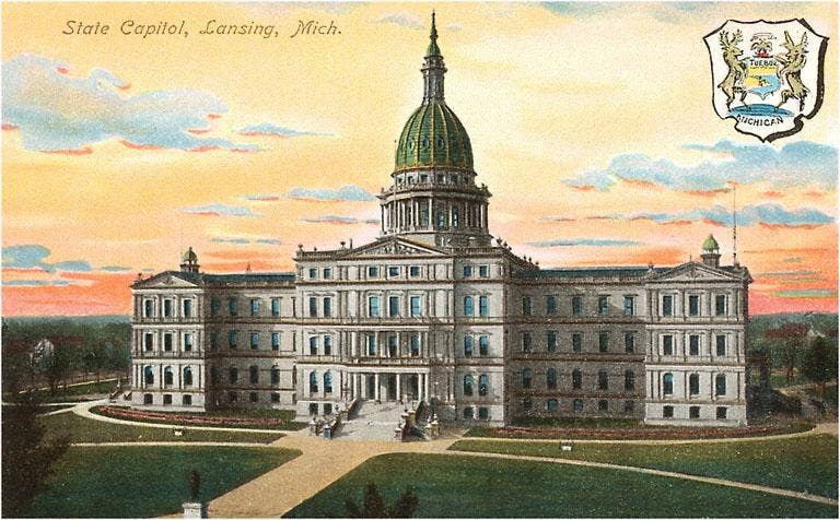 MI-115 State Capitol, Lansing - Vintage Image, Magnet