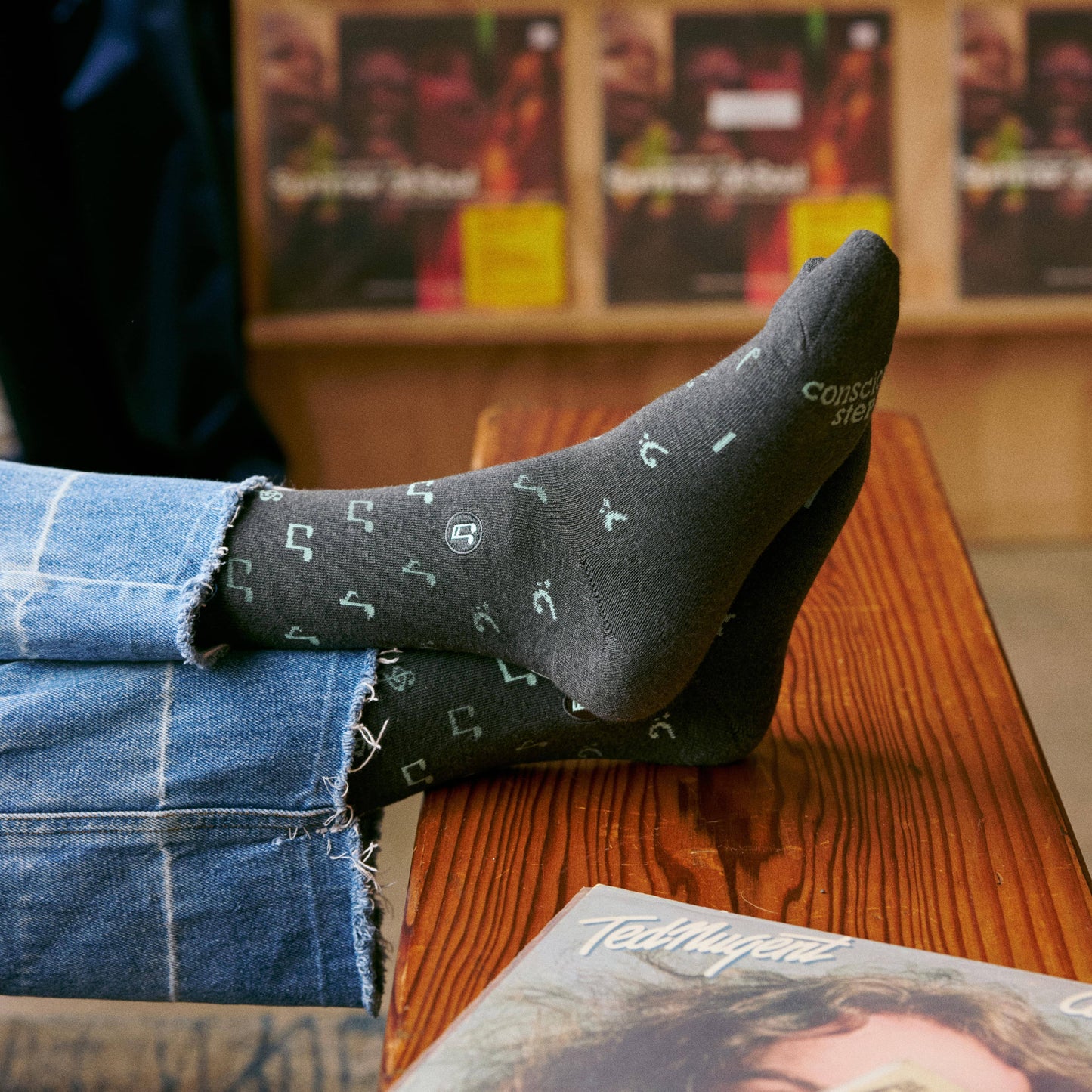 Socks that Support Music (Gray Music Notes