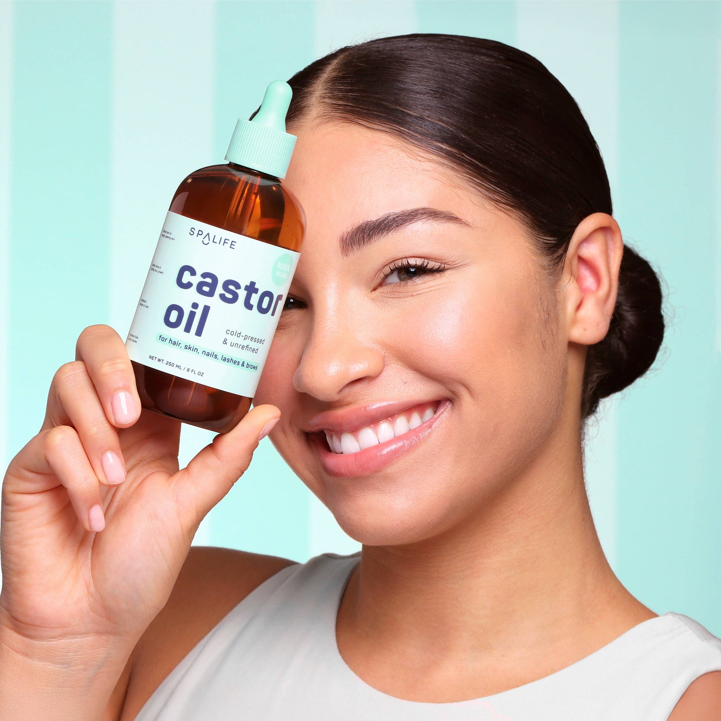 Castor Oil 100% Pure For Hair Skin Lashes- Mint Bottle