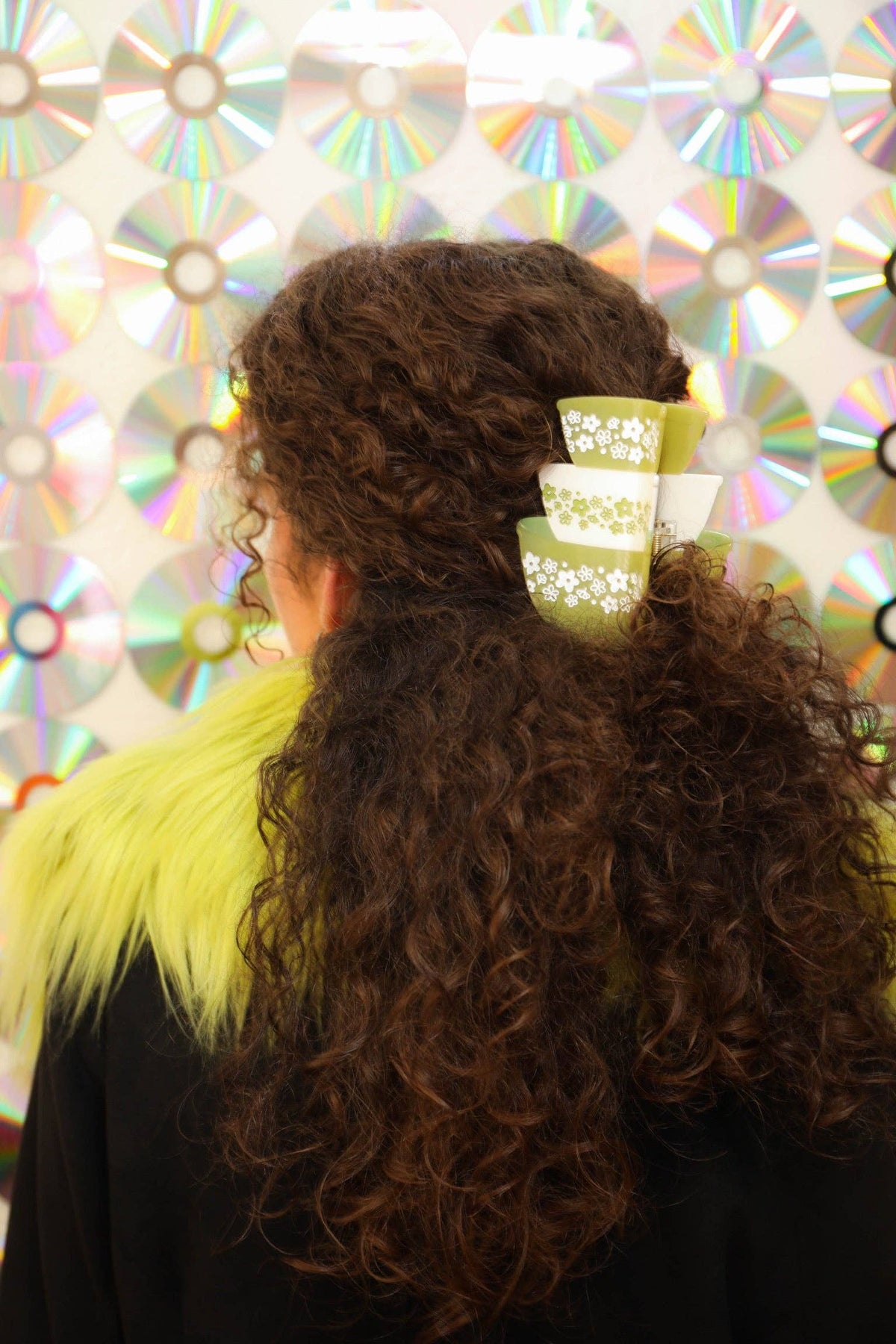 Green Retro Bowls Hair Claw