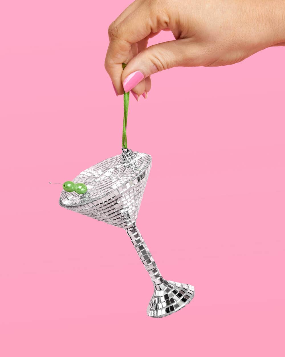 Disco Martini Ornament - silver disco ornament, Christmas Decorations