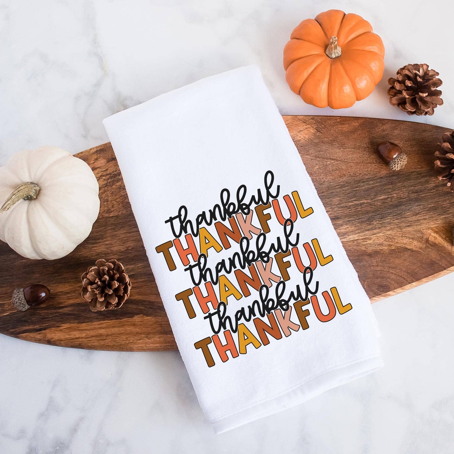 Thankful Inspirational Fall Kitchen Towel, Autumn Sayings