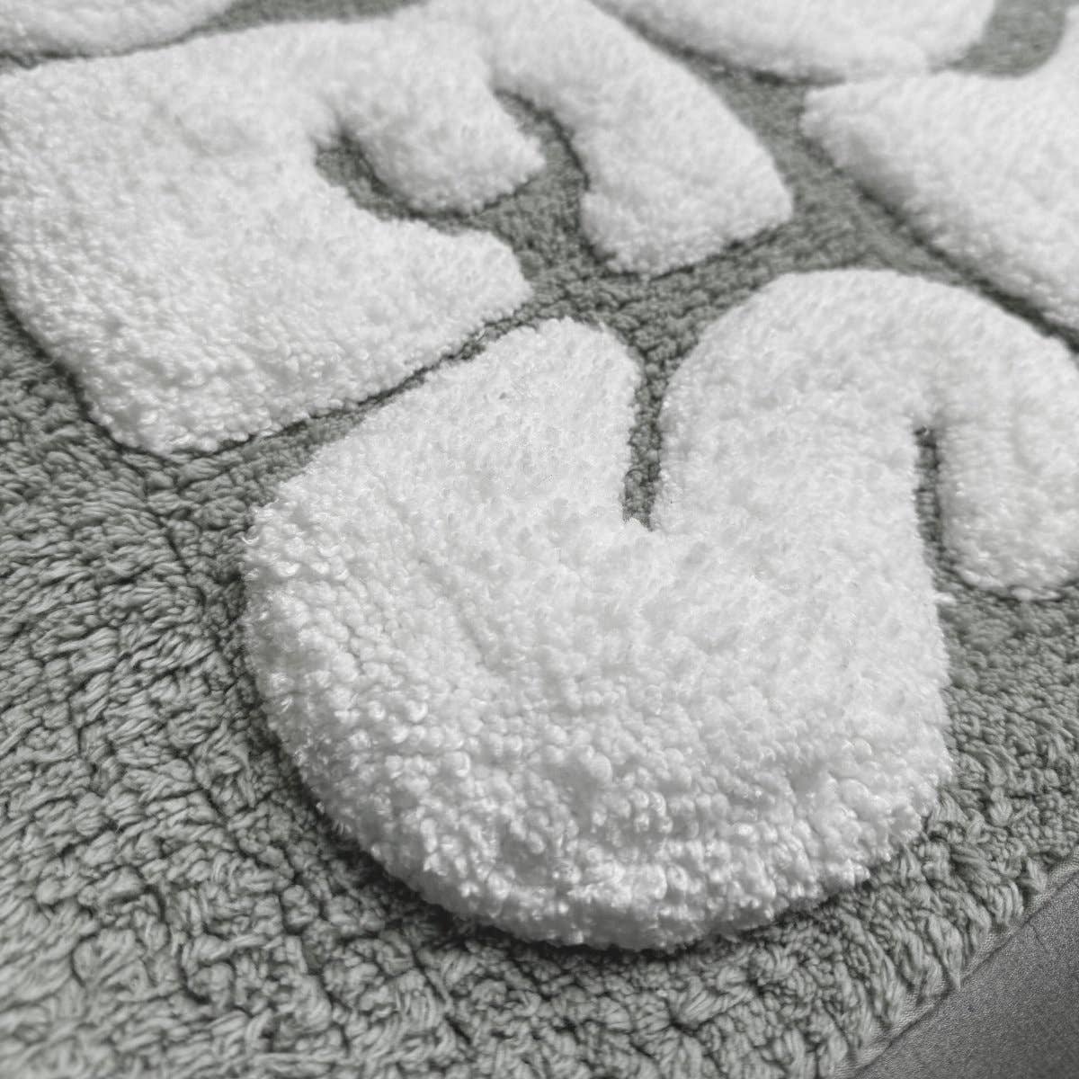 Good Vibes Slogan Bath Mat Non Slip Hand Tufted Bathroom Rug: Green