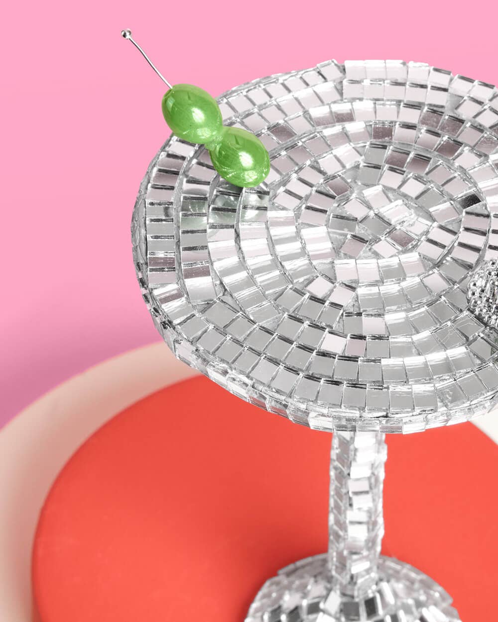 Disco Martini Ornament - silver disco ornament, Christmas Decorations