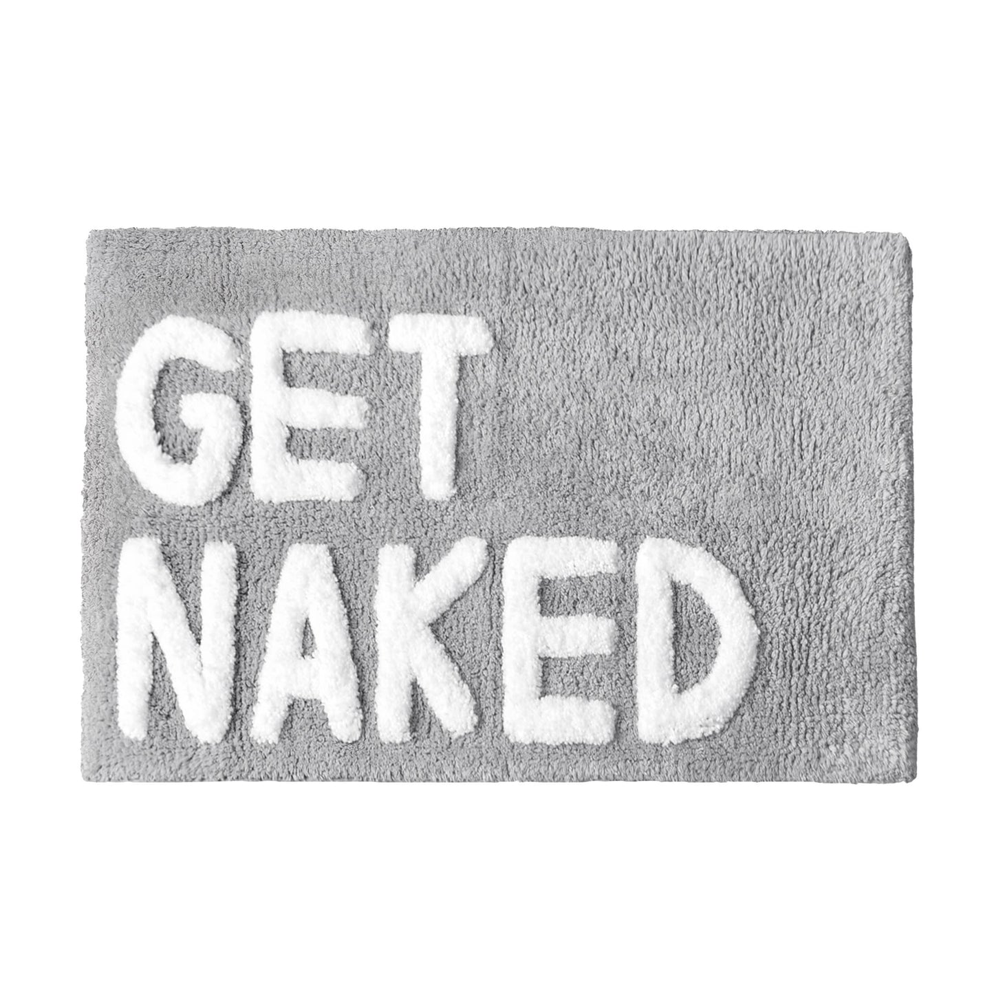 Get Naked Bath Mat - Non Slip Slogan Bathroom Rug: White/Black
