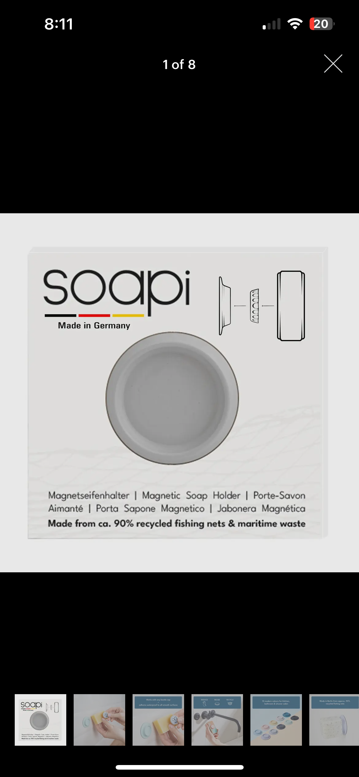 Grey Magnet Soap Holder