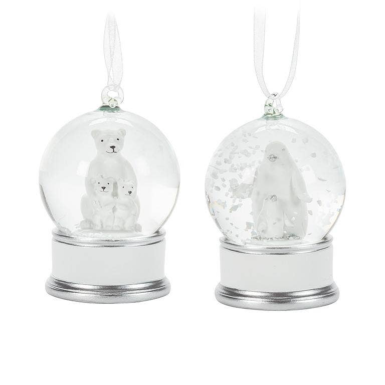Small Arctic Snow Globe Ornament-2 Assorted-2.5"H