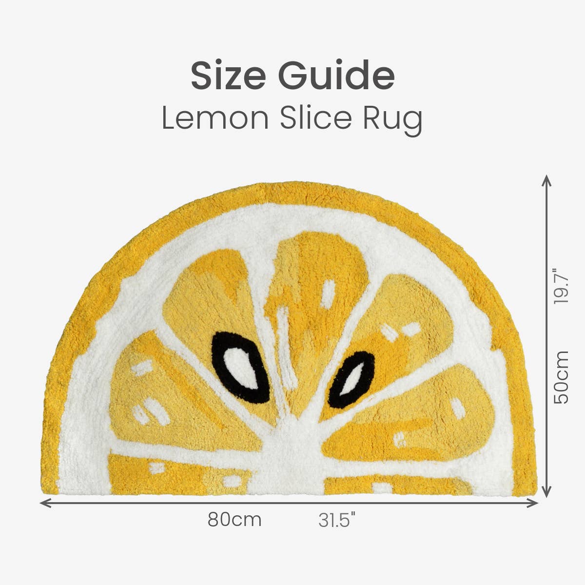 Semi Circle Lemon Bath Mat Non Slip - Fun, Colourful Rug
