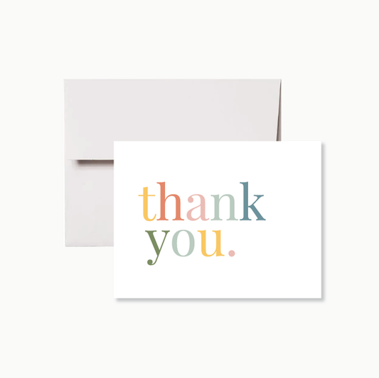 Pastel Rainbow Thank You Card (Single or Box Set of 10): Pack of 10