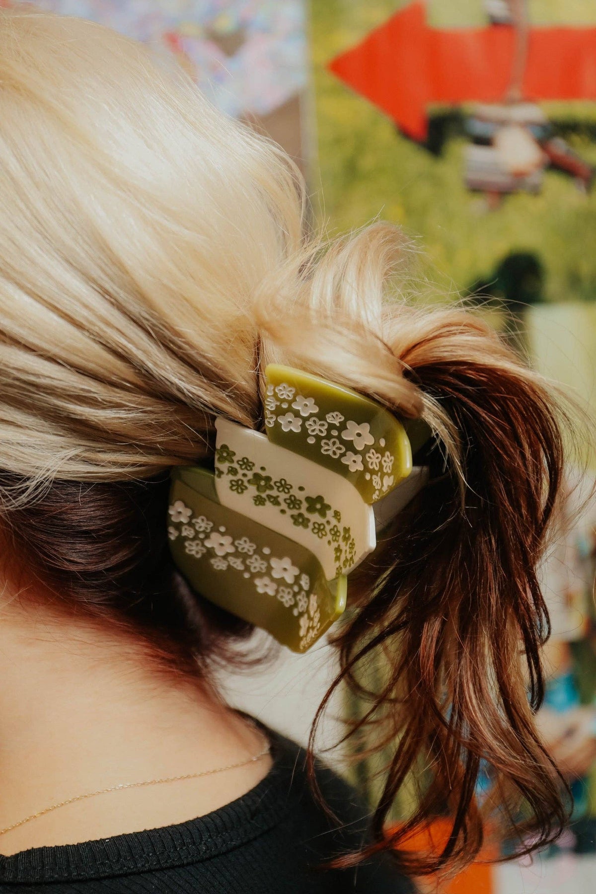 Green Retro Bowls Hair Claw