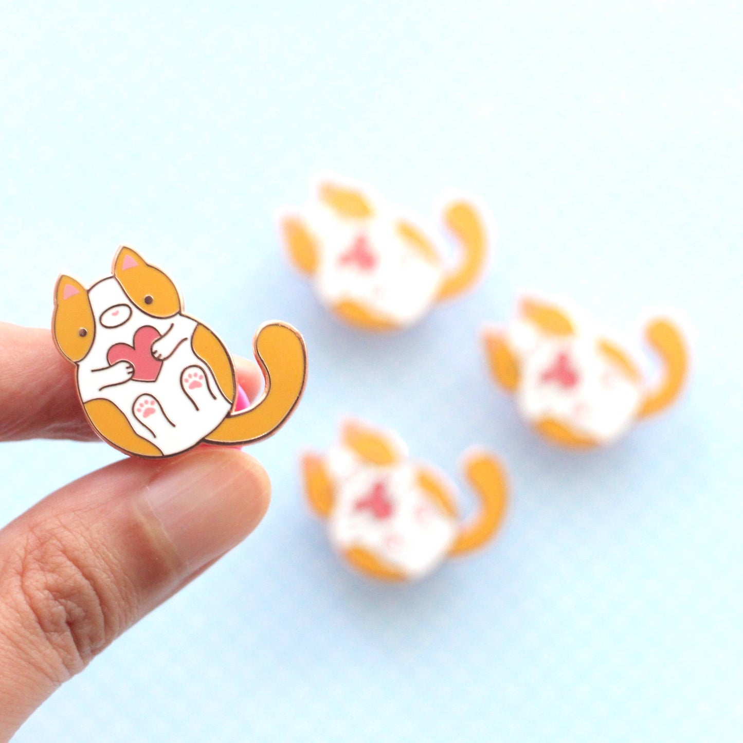 Orange and White Cat Lapel Pin. Kitten Enamel Pin