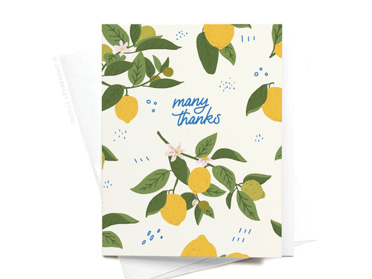 Many Thanks Lemon Pattern Greeting Card