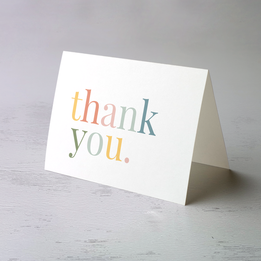 Pastel Rainbow Thank You Card Single Card