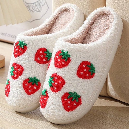Cute Cartoon Print Cozy Slippers DP25F895: Strawberry / 6-6.5