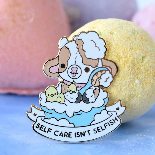Self Care Isnt Selfish Cow Enamel Lapel Pin