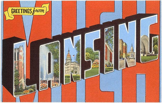 MI-419 Greetings from Lansing - Vintage Image, Art Print