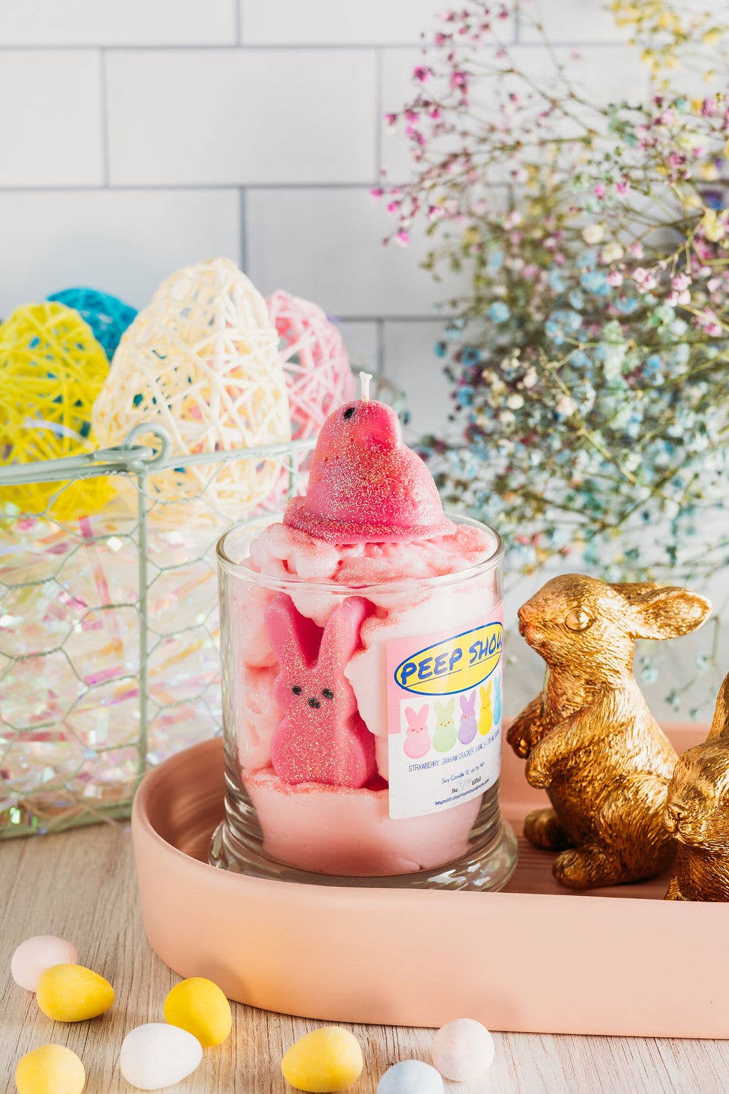 Pink Peep Dessert Candle