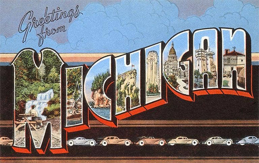 MI-469 Greetings from Michigan - Vintage Image, Magnet