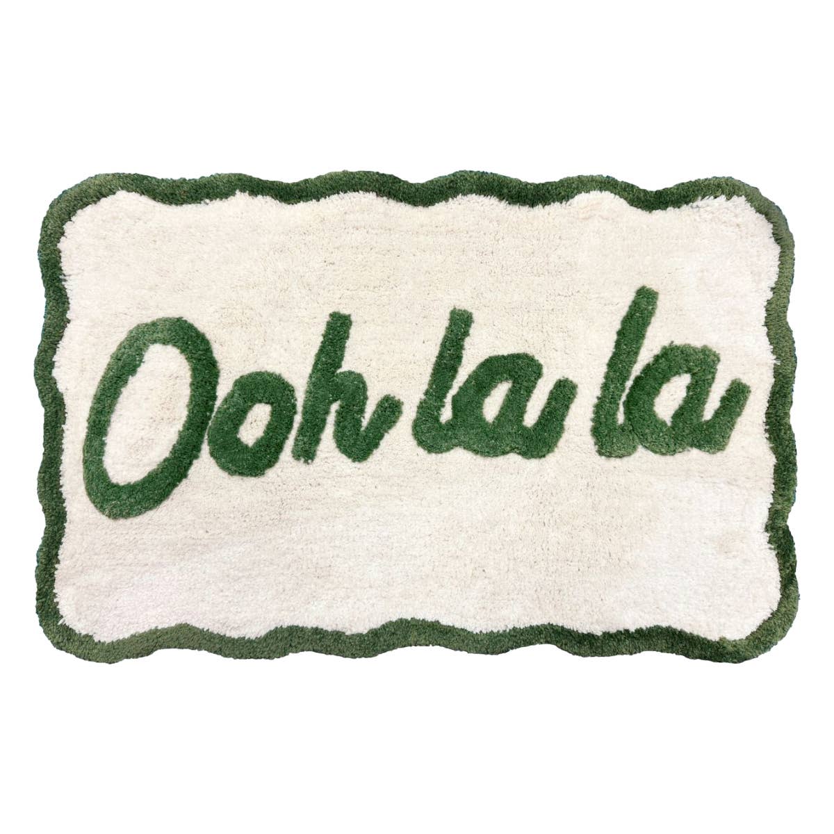 Ooh La La Slogan Scallop Bath Mat Non Slip - Scalloped Rug: Red/Pink