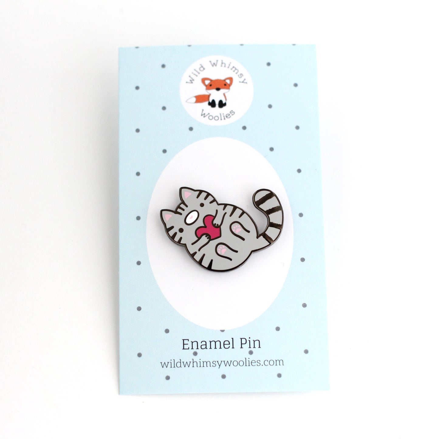Grey Tabby Cat Enamel Pin. Cute Kitten Lapel Pin