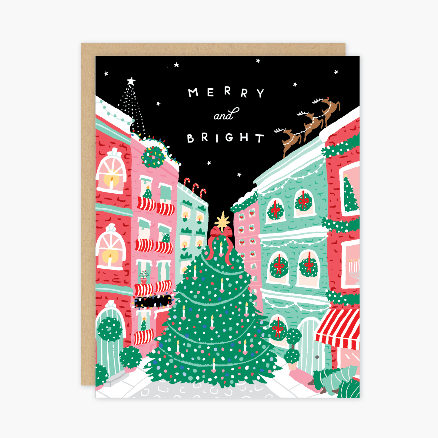 Boxed Town Tree Holiday Cards