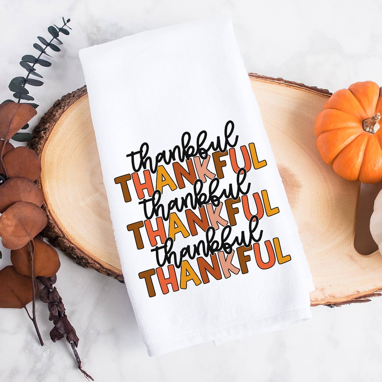 Thankful Inspirational Fall Kitchen Towel, Autumn Sayings