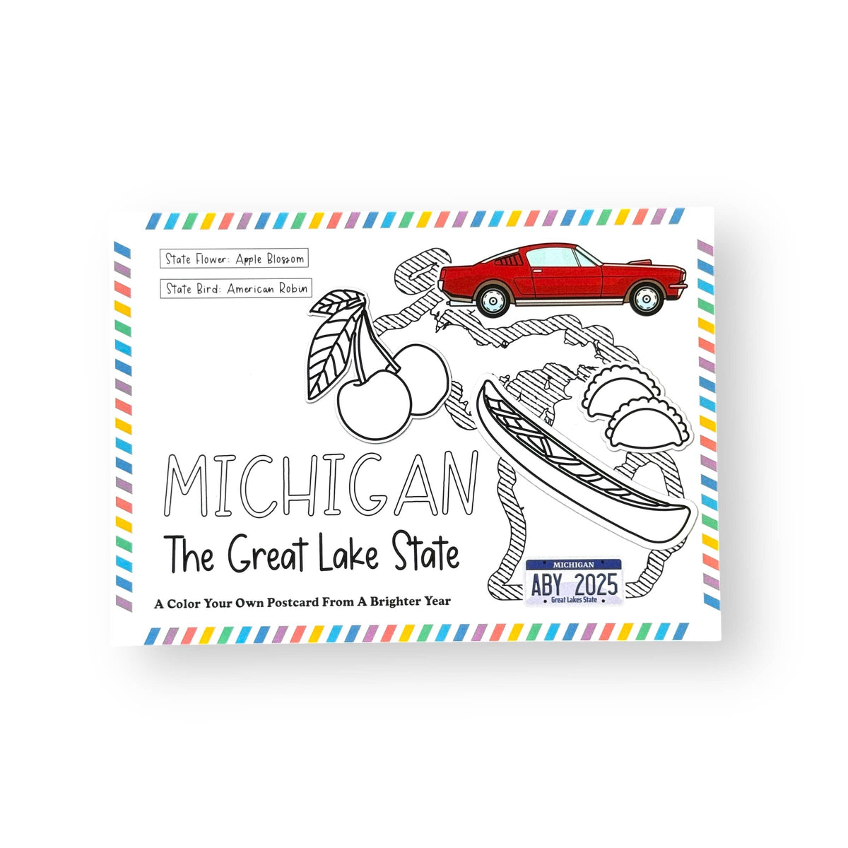 Color Your Own Michigan State Postcard