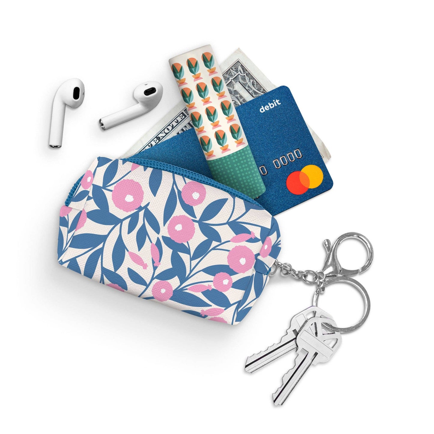 Blushing Dahlias Key Chain Pouch