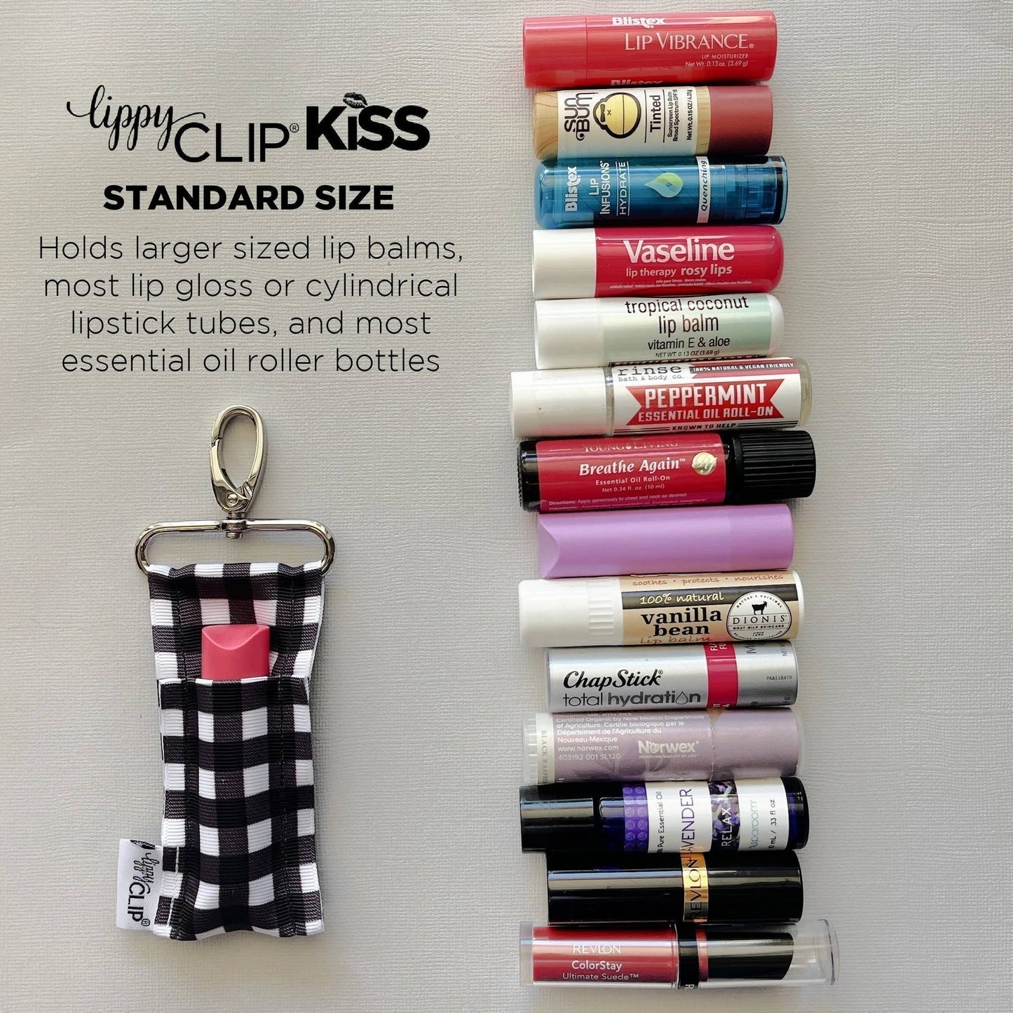 CLASSIC: Crimson LippyClipKISS for larger lip balms: Standard (most common)