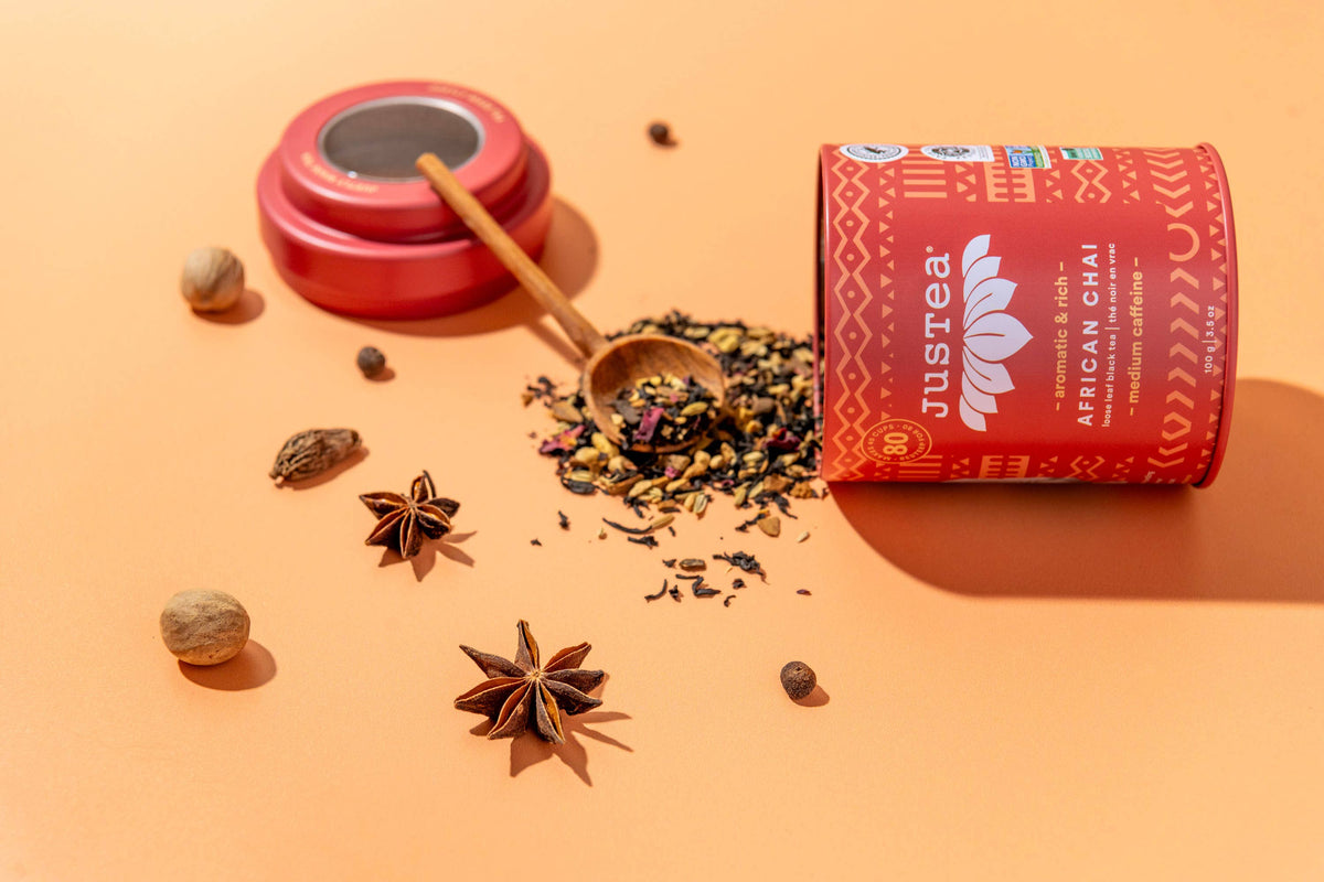 African Chai Tin & Spoon - Organic, Fair-Trade, Black Tea