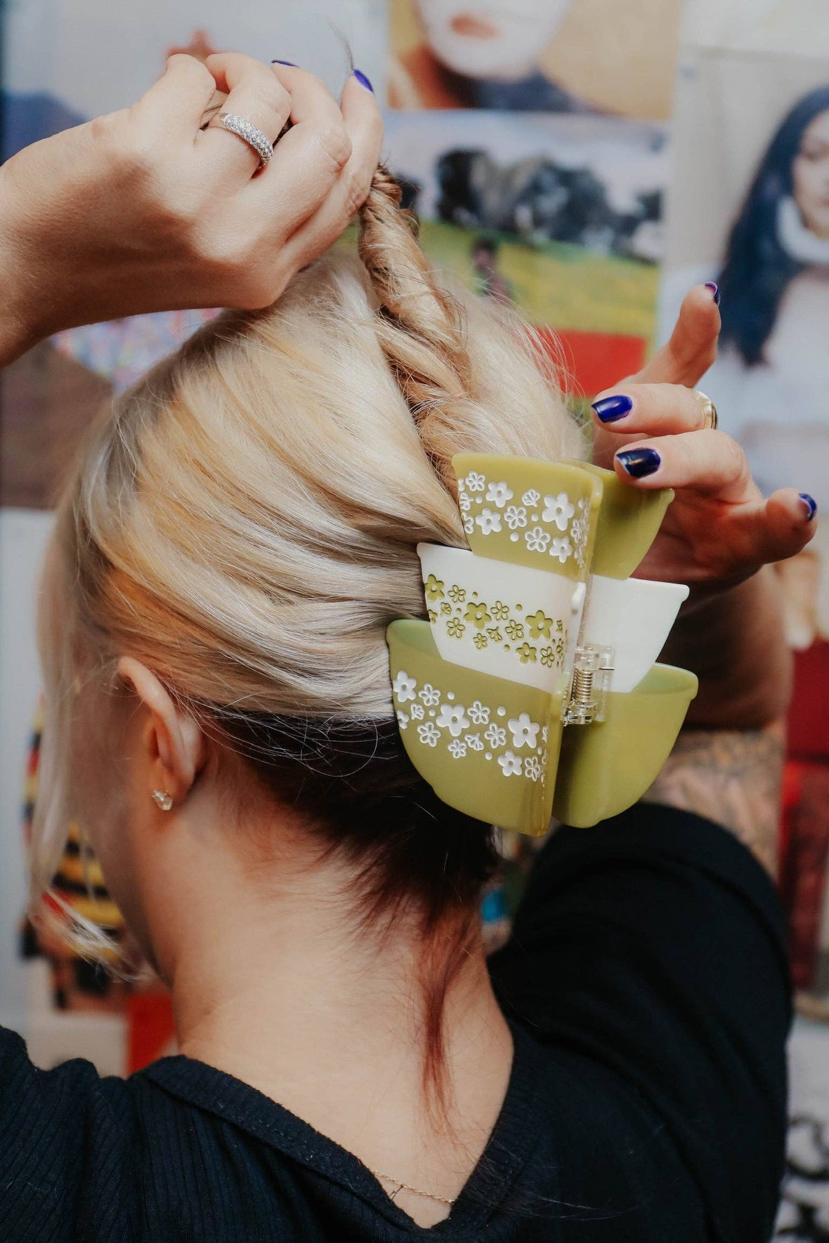 Green Retro Bowls Hair Claw