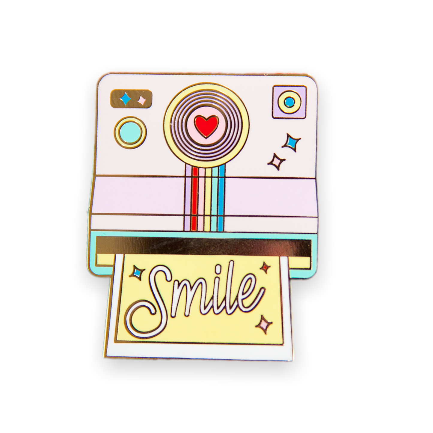 Rainbow Polaroid Camera Smile Enamel Pin