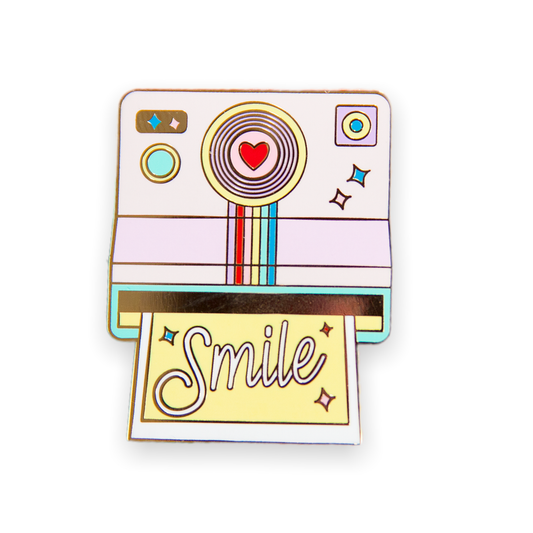 Rainbow Polaroid Camera Smile Enamel Pin