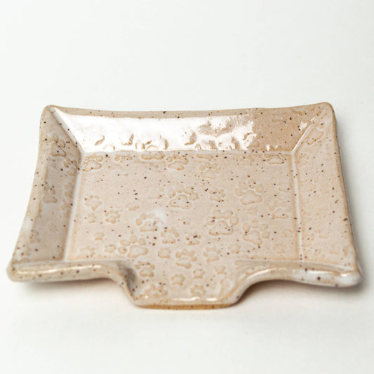 Paw Print Pattern Handmade Ceramic Soap Dish