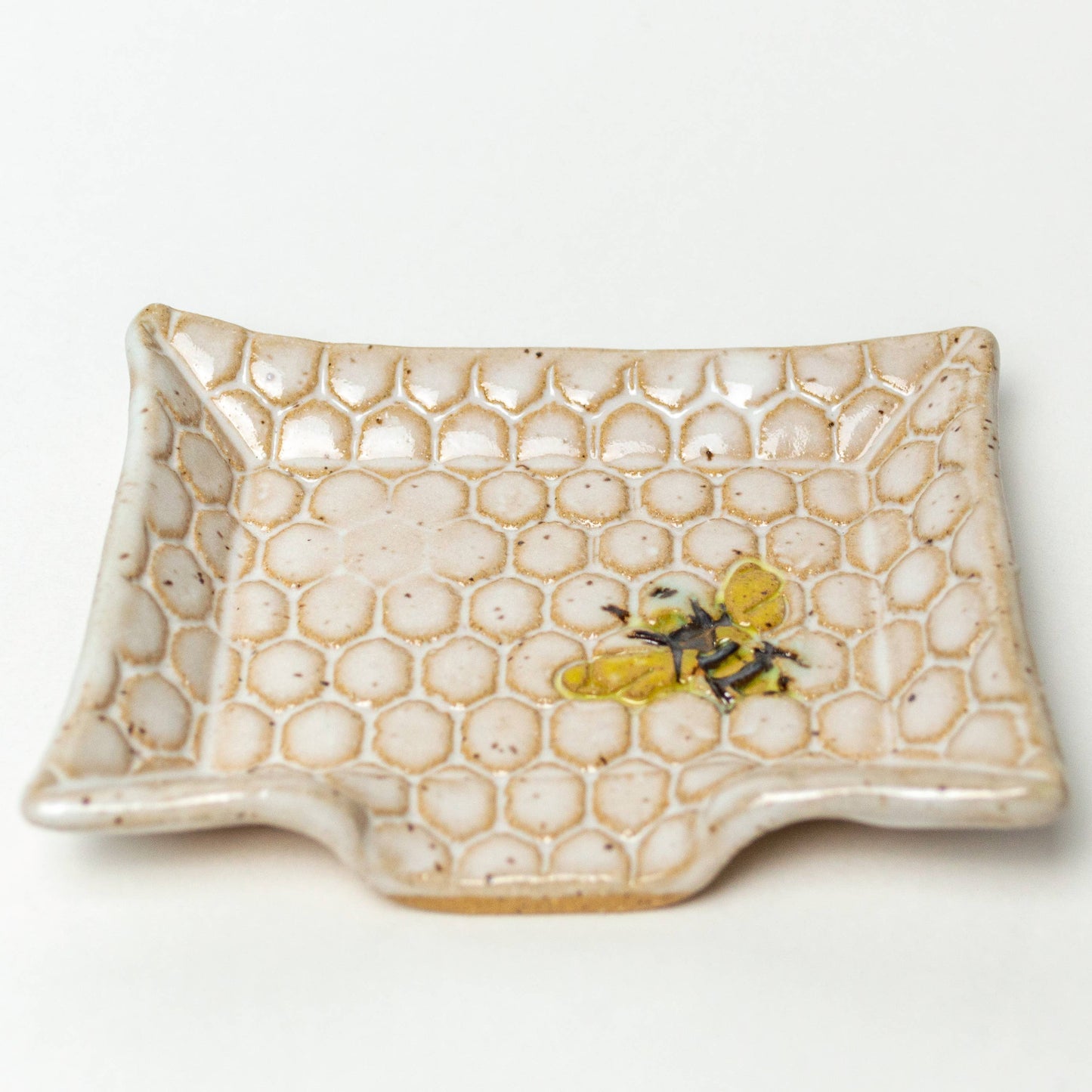 Ceramic Soap Dish -Honey Bee Pattern Handmade in Ohio